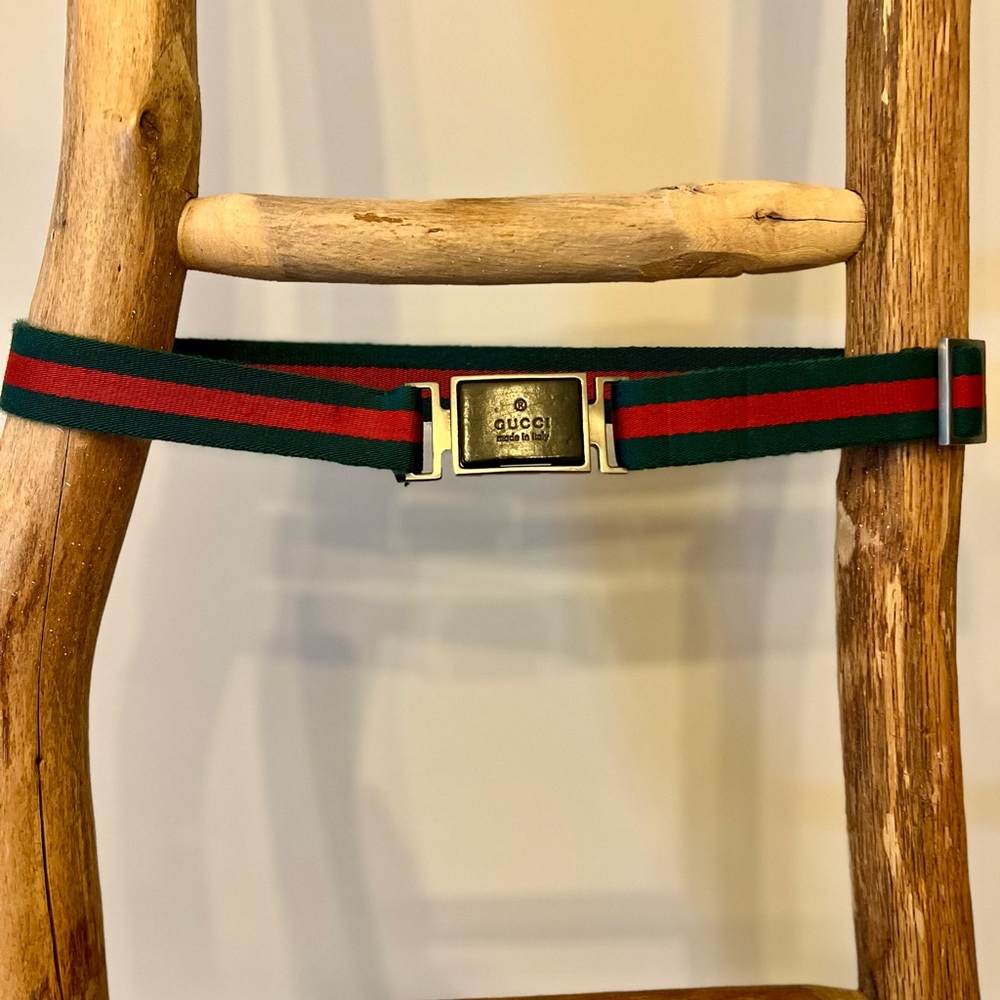 Vintage Gucci Seatbelt Striped Woven Belt - image 3